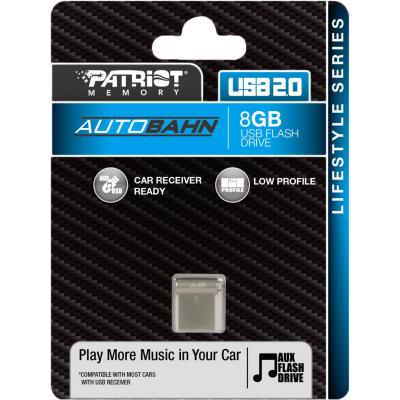 USB флеш накопичувач Patriot 8GB AUTOBAHN ultra-compact Silver USB 2.0 (PSF8GLSABUSB) - зображення 3
