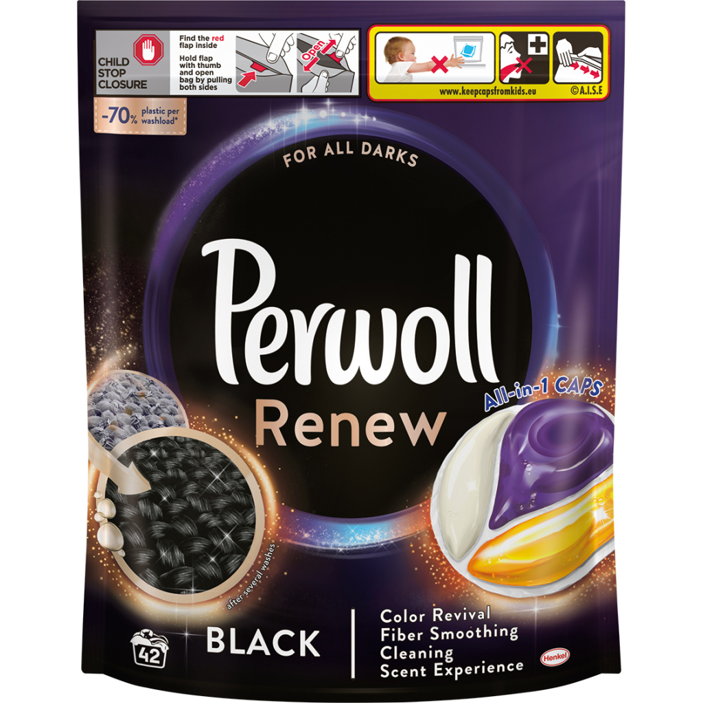 Капсули для прання Perwoll Renew Black для темних та чорних речей 42 шт. (9000101575545) - зображення 1