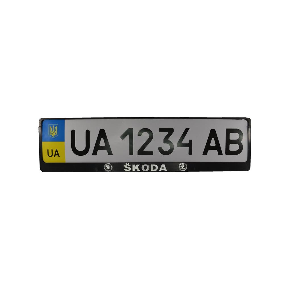 Рамка номерного знака CarLife пластик з об'ємними літерами Skoda (2шт) (24-015) - изображение 1