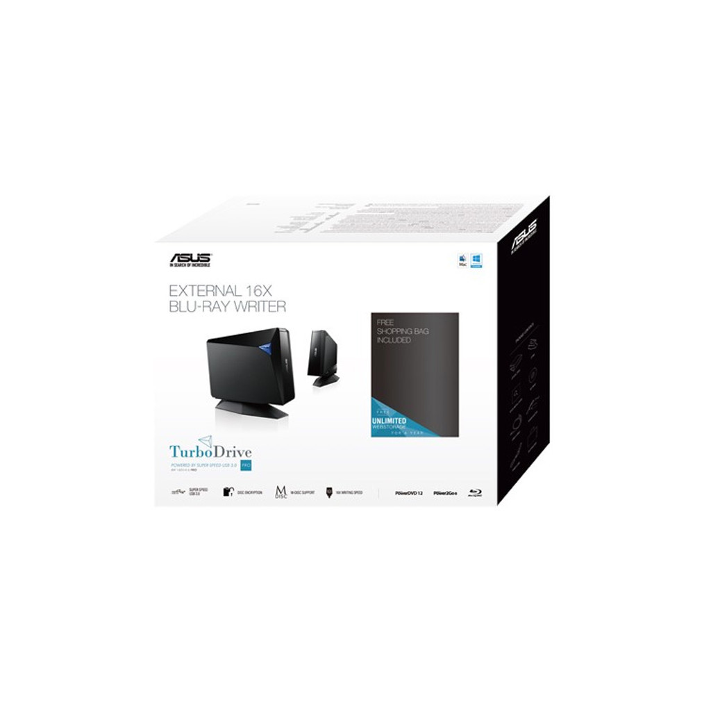 Оптичний привід Blu-Ray ASUS BW-16D1H-U PRO/BLK/G/AS (90DD01L0-M69000) - зображення 4