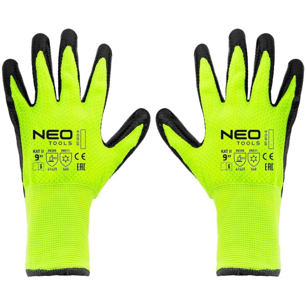 Захисні рукавиці Neo Tools утеплені, латексне покриття, поліестер, р.9, зелено чорні (97-613-9) - зображення 2
