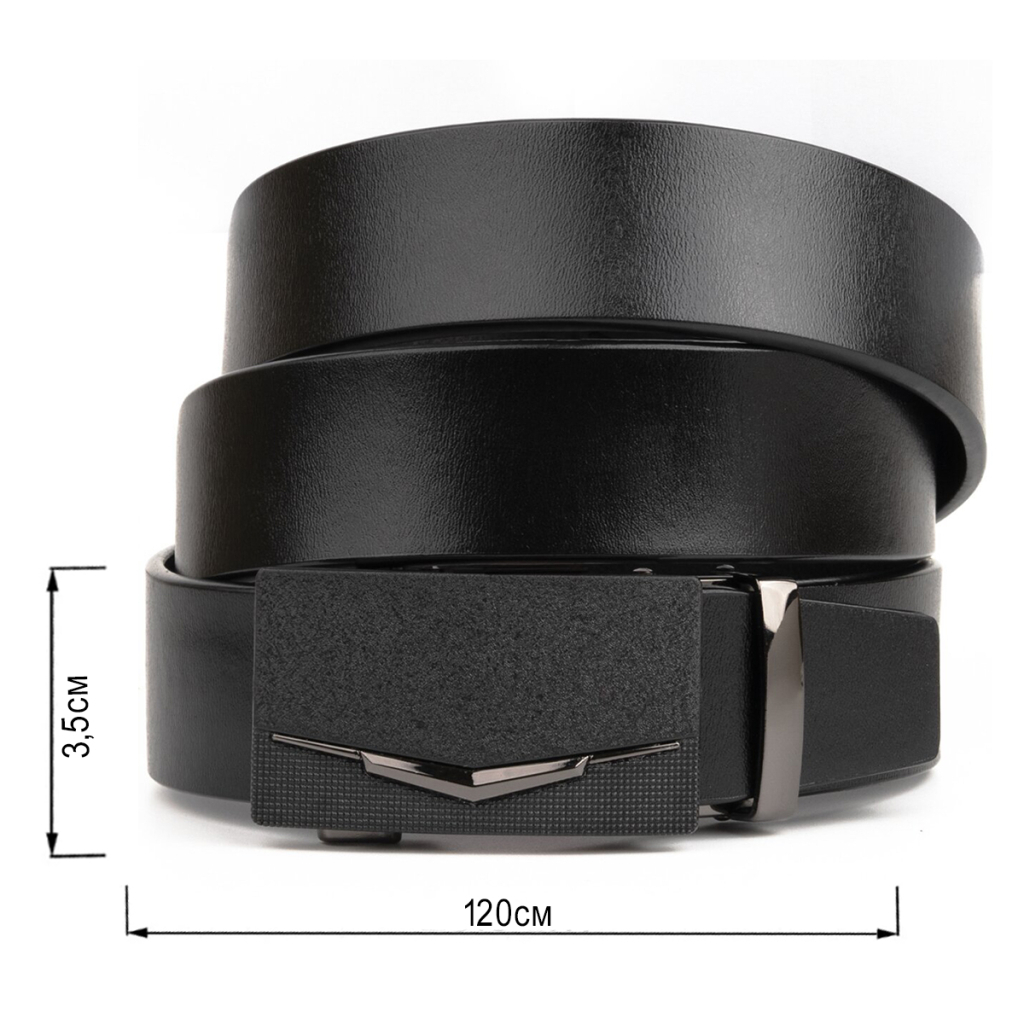 Ремінь Vintage Чоловічий з матовою зернистою вставкою на пряжці Чорний (20333) - зображення 3
