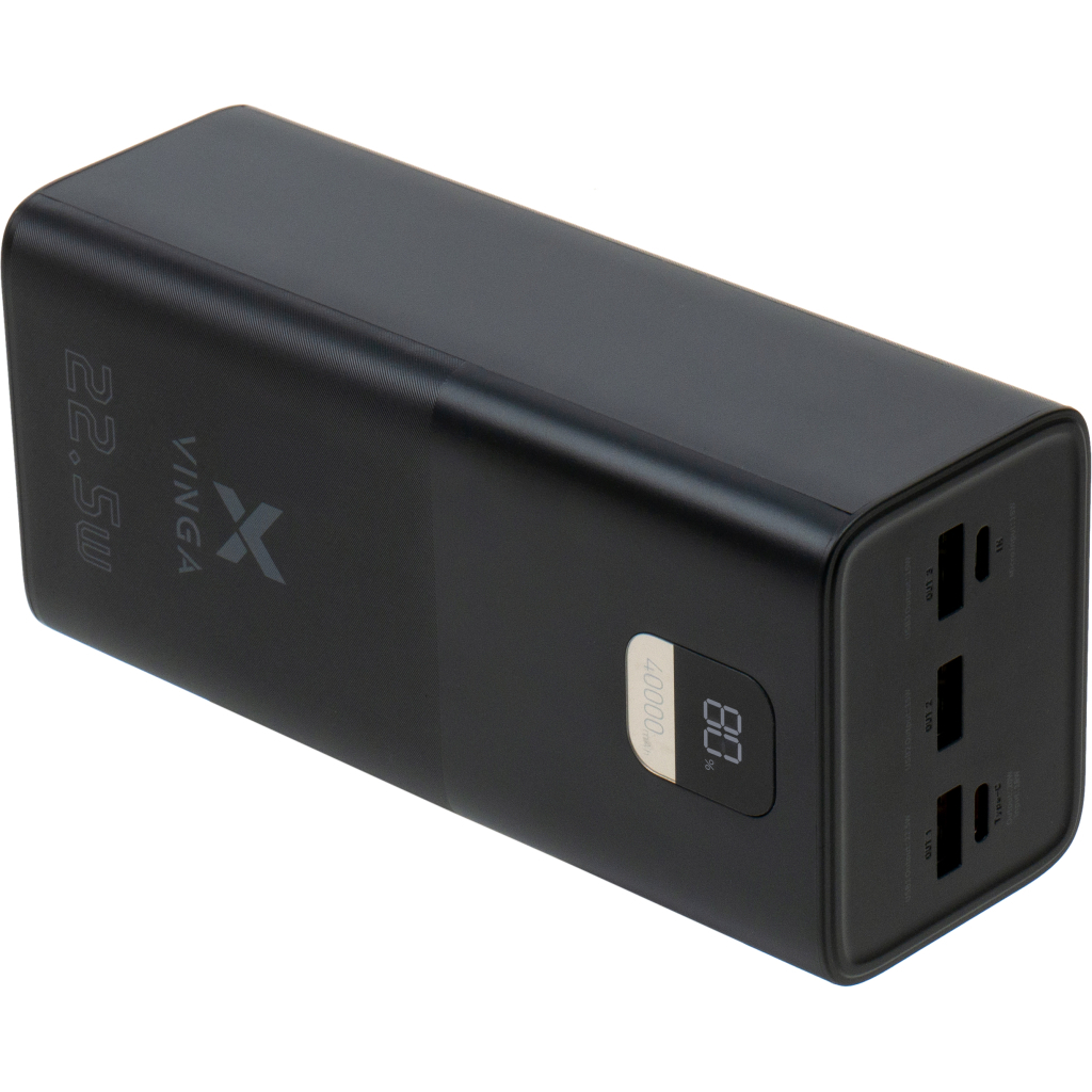 Батарея універсальна Vinga 40000 mAh 22.5W Display Black (VPBB4022) - зображення 4