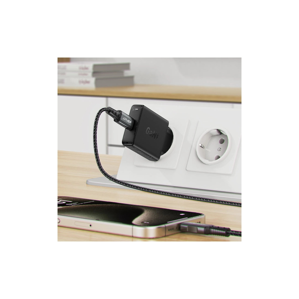 Зарядний пристрій Acefast A65 USB-C PD20W GaN ultra-thin Black (6974316282686) - зображення 4