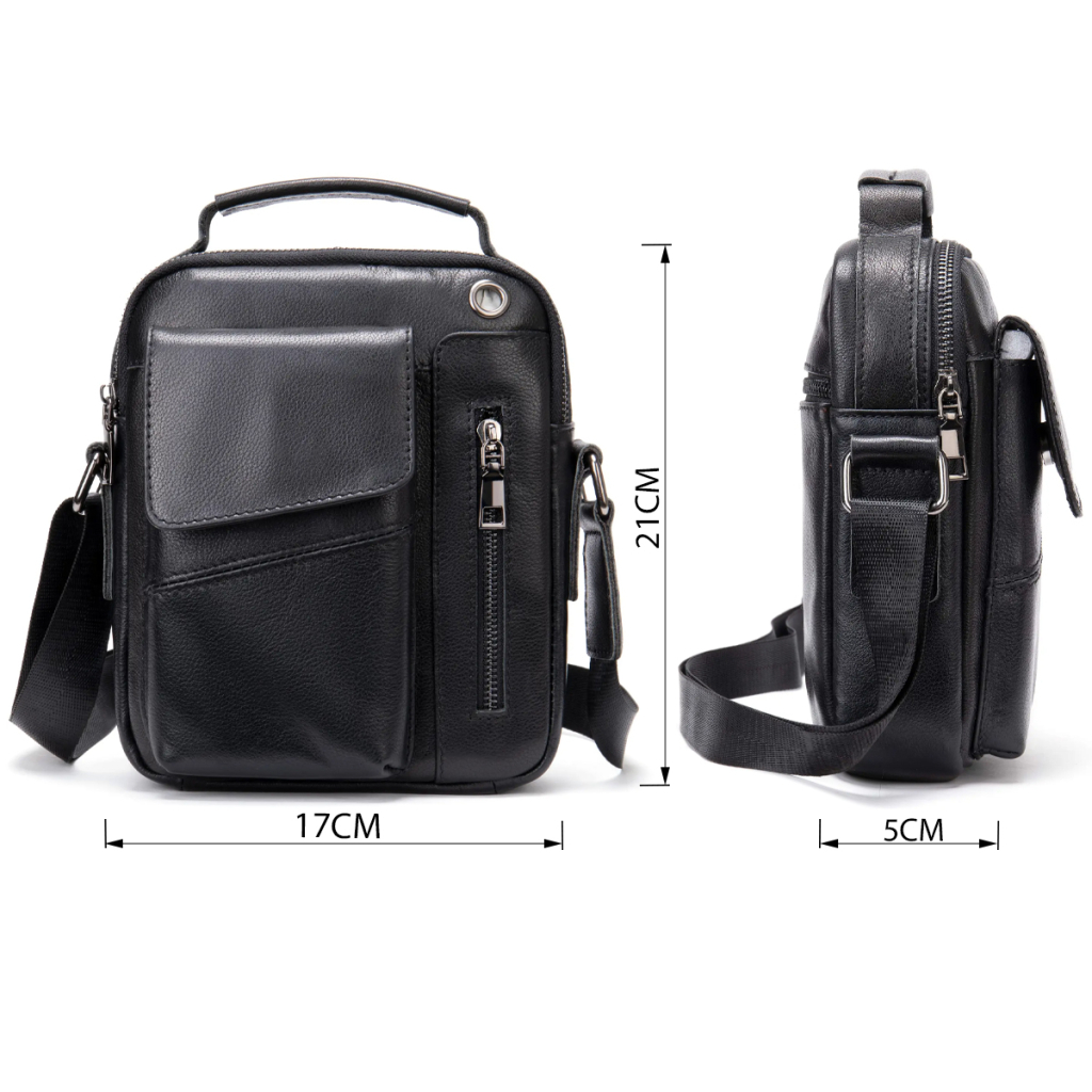 Сумка Vintage Вертикальна чоловіча у щільній шкірі Чорна (20366) - зображення 3