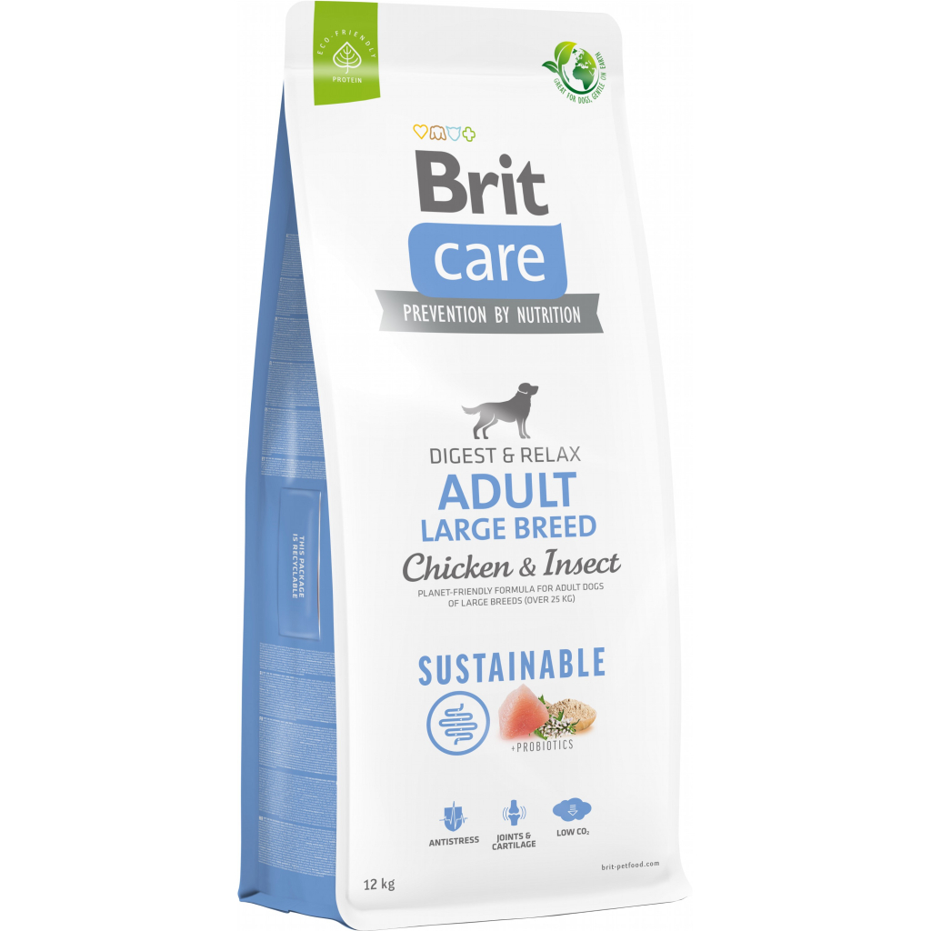 Сухий корм для собак Brit Care Dog Sustainable Adult Large Breed з куркою та комахами 12 кг (8595602558742) - зображення 1