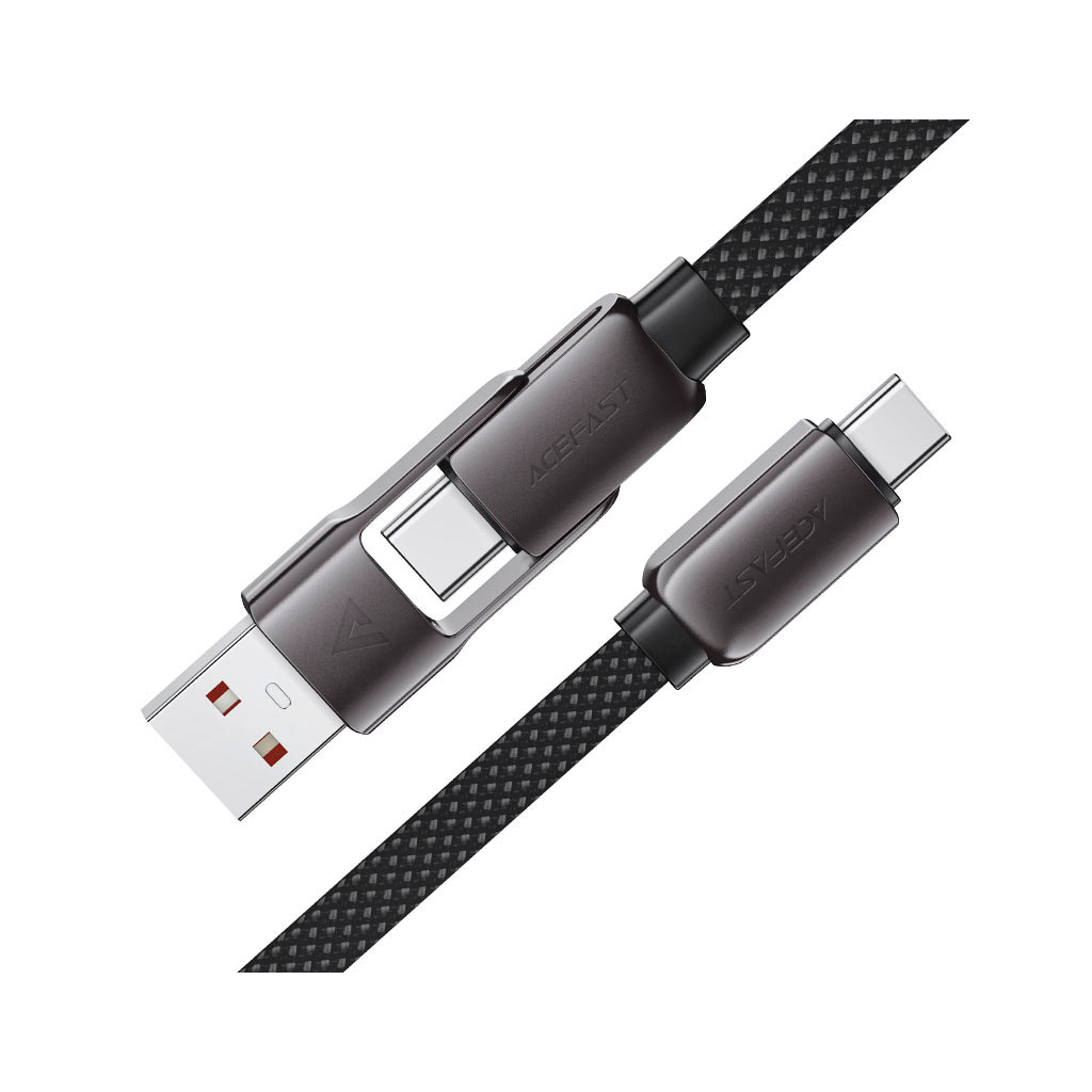 Дата кабель USB-C + USB-A to USB-C 1.2m 3.0A zink alloy C13-04 Black Acefast (6974316282334) - зображення 4