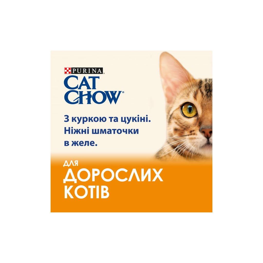 Вологий корм для кішок Purina Cat Chow Adult з куркою і кабачками в желе 85г (7613036595049) - зображення 4