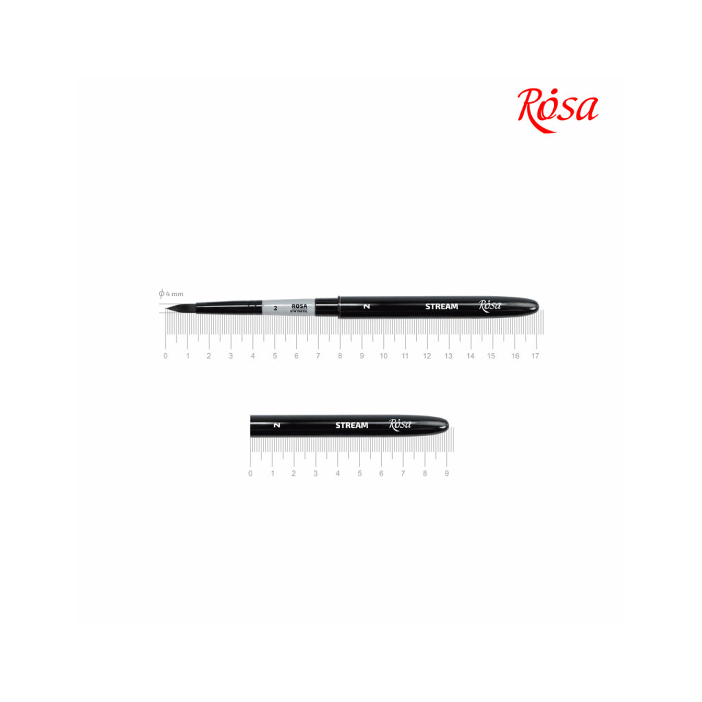 Пензлик для малювання Rosa Синтетика кругла, TRAVEL BRUSH, STREAM 158, № 2 (4823098530084) - изображение 2