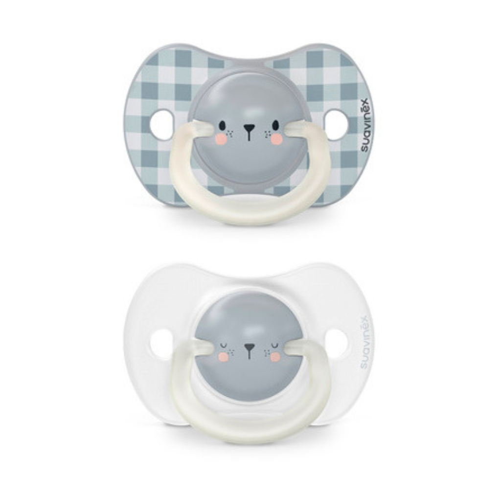 Пустушка Suavinex фізіологочна, 2 шт. 0-6 місяців, нічна/ведмедик (308212) - изображение 1