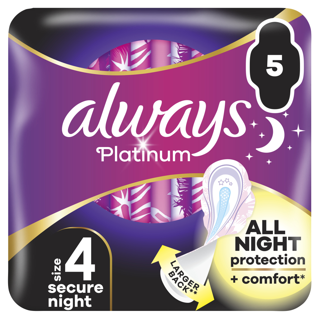 Гігієнічні прокладки Always Platinum Secure Night (Розмір 4) 5 шт. (8001841449821) - зображення 1