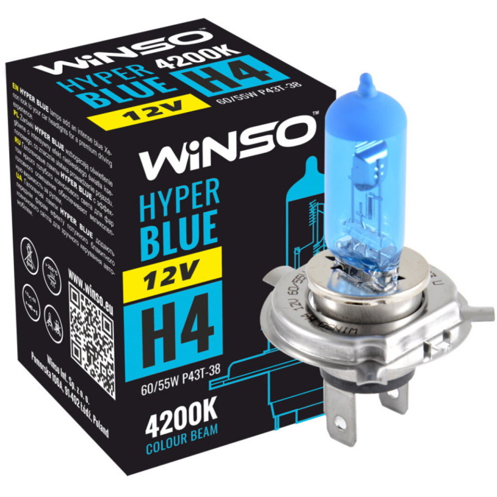 Автолампа WINSO H4 HYPER BLUE 4200K 60/55W (712440) - зображення 2