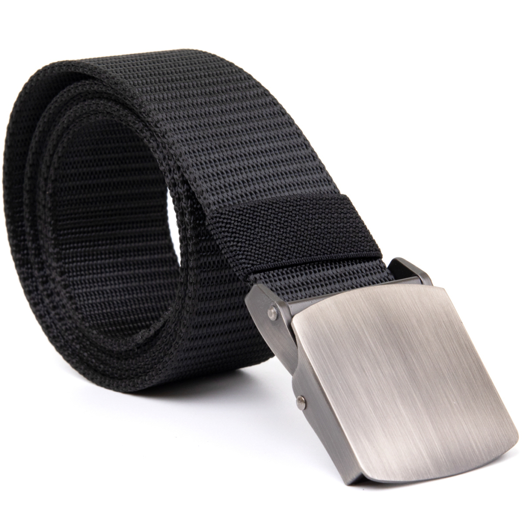 Ремінь Vintage Текстильний з сріблястою пряжкою Чорний (20541) - зображення 2