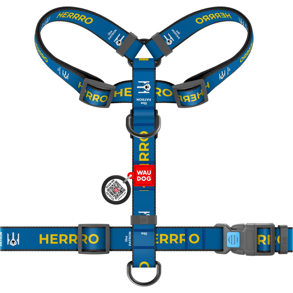 Шлея для собак WAUDOG Nylon з QR паспортом анатомічна H-подібна "Патрон" L (322-4025) - зображення 2