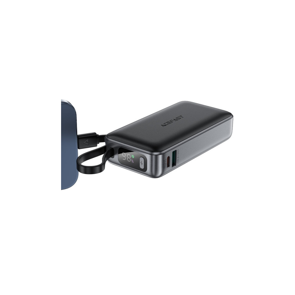 Батарея універсальна Acefast 10000mAh 30W PD, USB-C witch cable, USB-A, Li-Pol, M7 Black (6974316283379) - picture 3