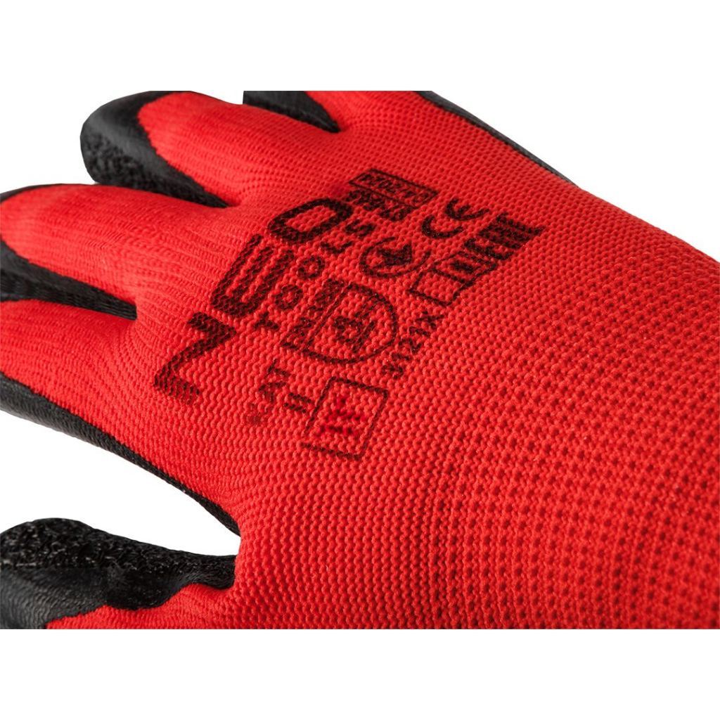 Захисні рукавиці Neo Tools комплект 12шт, поліестер з латексним покриттям, р.11, червоно-чорний (97-645-11) - изображение 4