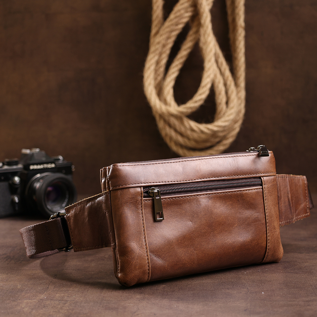 Сумка Vintage На пояс унісекс Коричнева (20457) - зображення 9