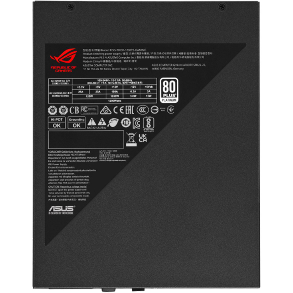 Блок живлення ASUS 1200W ROG THOR 80+ Platinum (90YE00L0-B0NA00) - зображення 8
