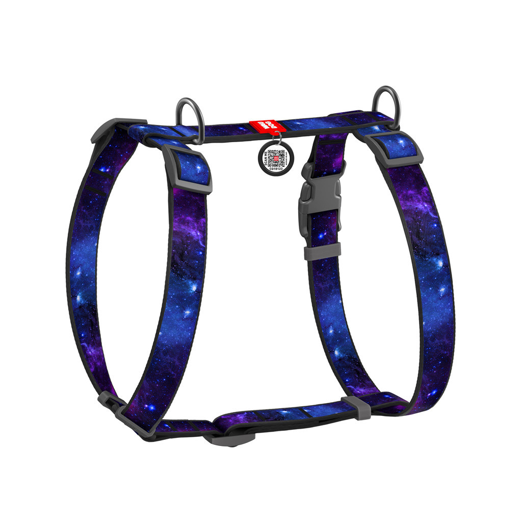 Шлея для собак WAUDOG Nylon анатомічна H-подібна з QR-паспортом "NASA21" пластиковий фастекс XL (323-0148) - зображення 1