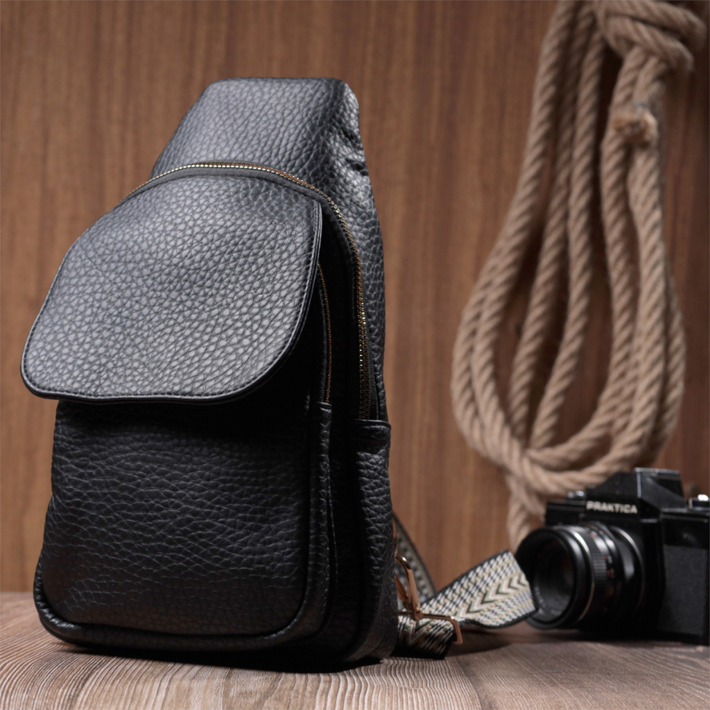 Сумка Vintage З крупнозернистої екошкіри Чорна (22763) - зображення 10