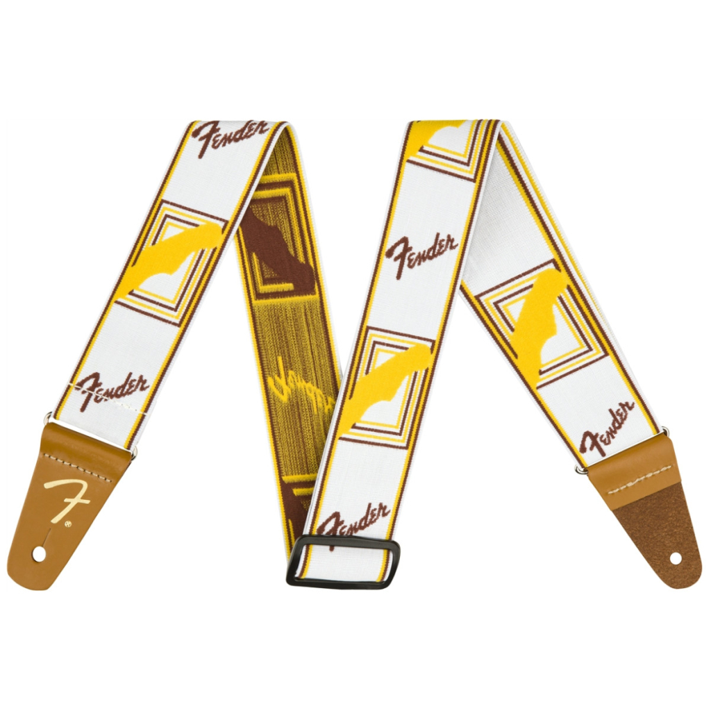 Ремінь для гітари Fender Strap 2" Weighless Monogrammed White/Brown/Yellow (230247) - зображення 1