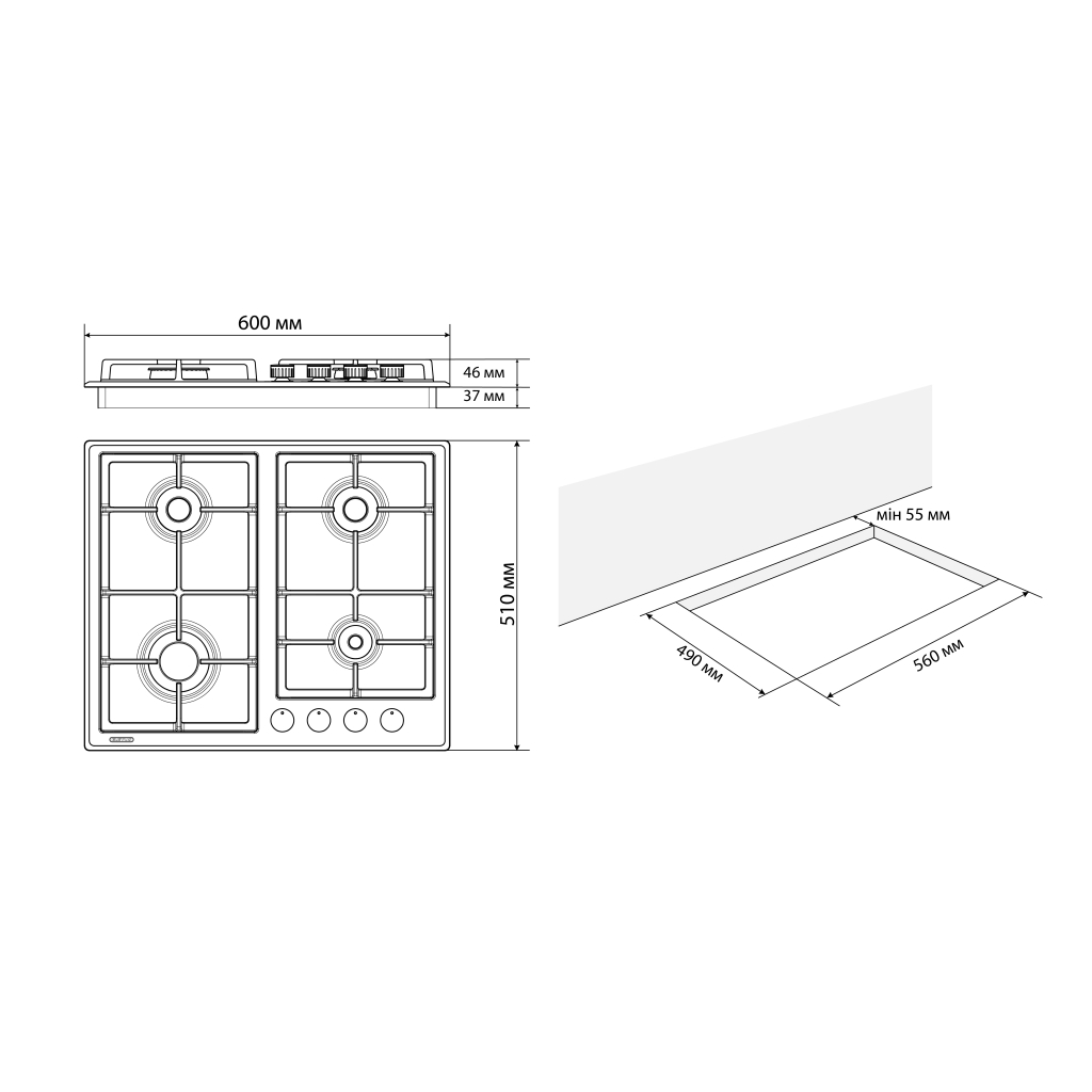 Варочна поверхня Eleyus SILVA 60 BG+RB CWF - зображення 7