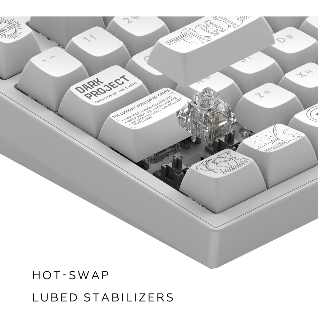 Клавіатура Dark Project ALU81 Terra Nova PBT RGB Mech G3MS Moonstone White (DPKB_NOVA_81_ANSI_WHITE_UA) - зображення 10