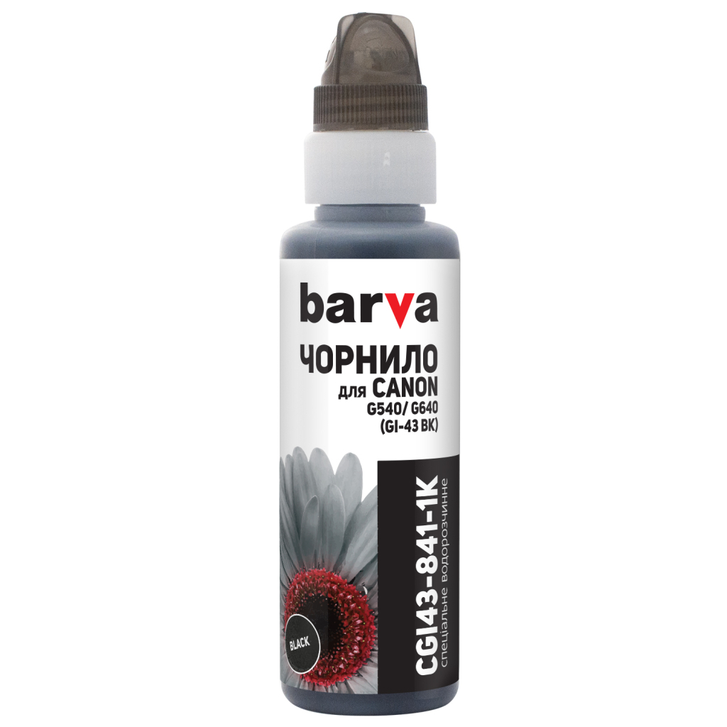 Чорнило Barva Canon GI-43 100 мл, BK флакон OneKey 1K (CGI43-841-1K) - зображення 1