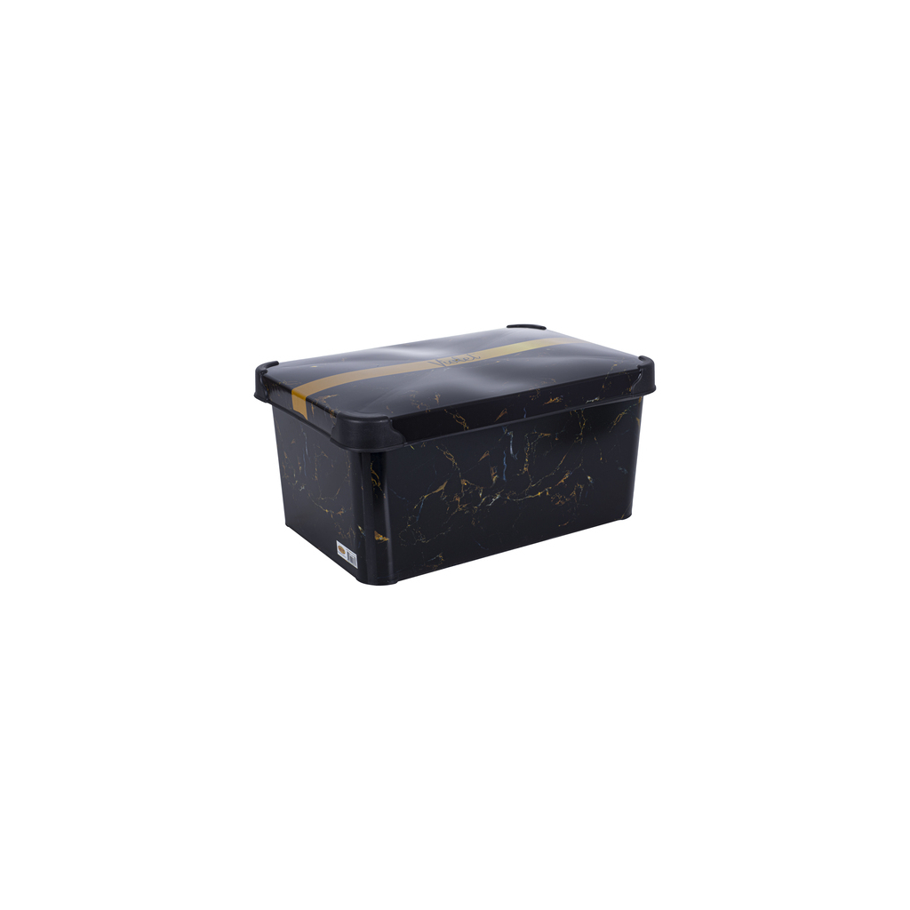 Контейнер для зберігання Violet House 0647 Decor Marble Black 10 л (0647 DECOR Marble BLACK з/кр. 10) - изображение 1