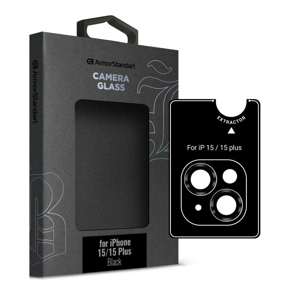 Скло захисне Armorstandart Supreme Black Icon iPhone 15/15 Plus Black (ARM76585) - зображення 1