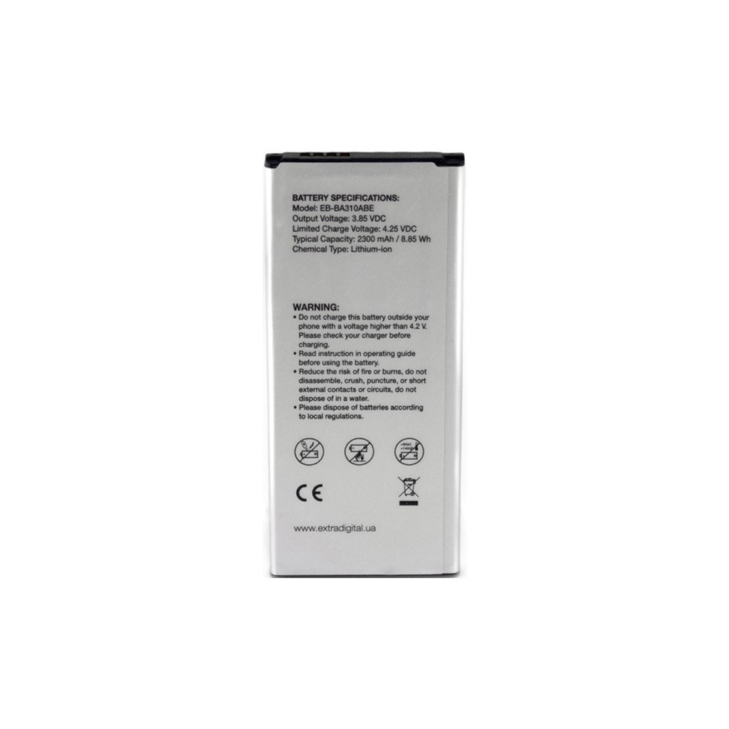 Акумуляторна батарея Extradigital Samsung Galaxy A3 2016 Duos (EB-BA110ABE) 2300 mAh (BMS6423) - зображення 2