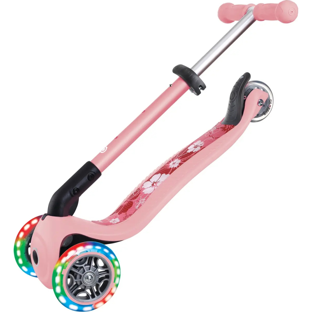 Самокат Globber Junior Foldable Lights до 50 кг 2+ Пастельно-рожевий з квітами (433-210) - зображення 12