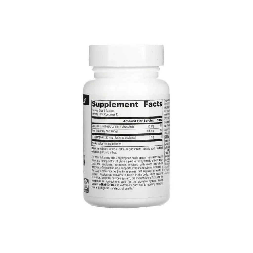 Амінокислота Source Naturals L-Триптофан, 500 мг, 30 таблеток (SN1978) - зображення 2