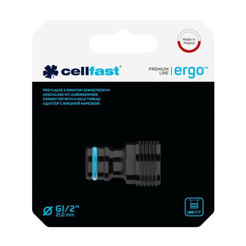 Конектор для шланга Cellfast для крана ERGO 1/2' із зовнішнім різьбленням (блістер) (53-230) - изображение 2