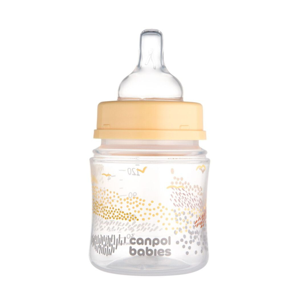 Пляшечка для годування Canpol babies Easystart MOUNTAINS антиколікова з широким отвором 120 мл бежева (35/242_bei) - зображення 2