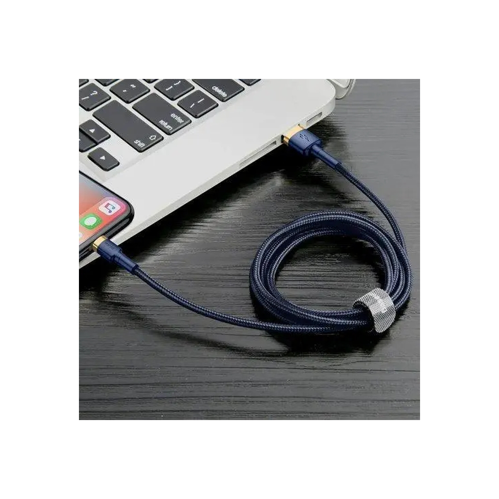 Дата кабель USB 2.0 AM to Lightning 2.0m 1.5A Cafule gold+blue Baseus (CALKLF-CV3) - picture 8