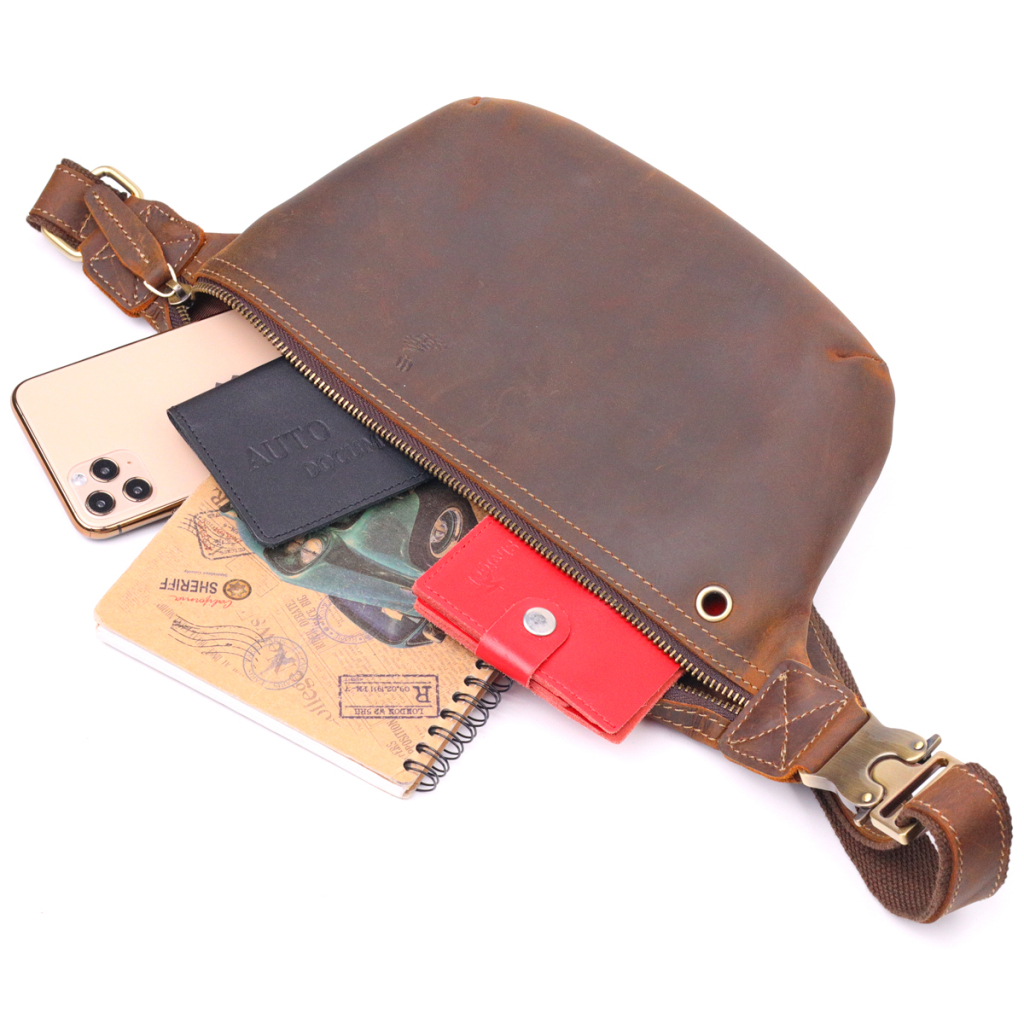 Сумка Vintage Вінтажна поясна з натуральної шкіри Коричнева (21294) - зображення 7