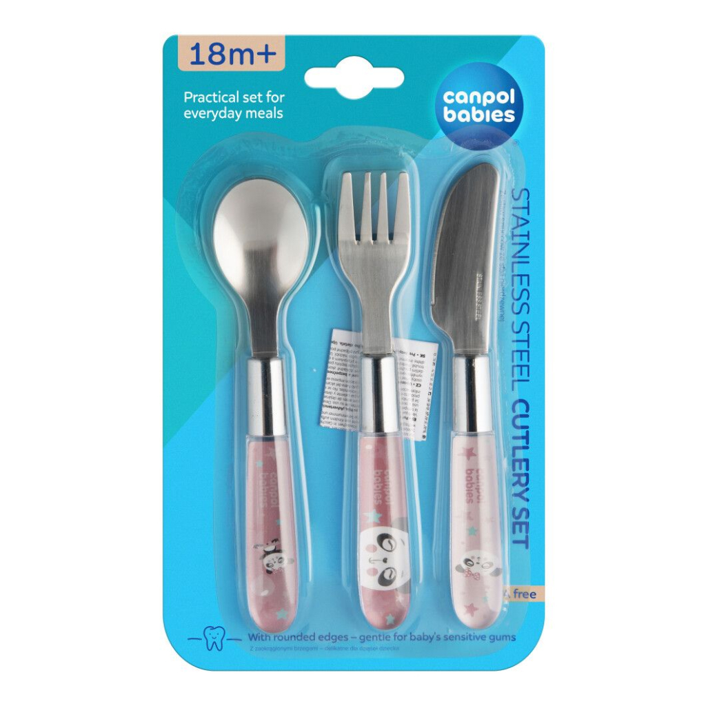 Набір дитячого посуду Lovi EXOTIC ANIMALS столові прибори з нержавіючої сталі, рожеві (9/477_pin2) - зображення 3