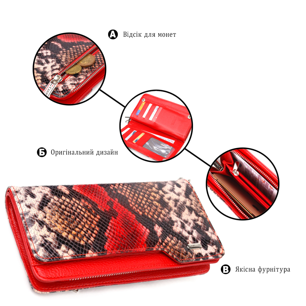 Портмоне Canpellini З натуральної шкіри Різнобарвне (21541) - зображення 4