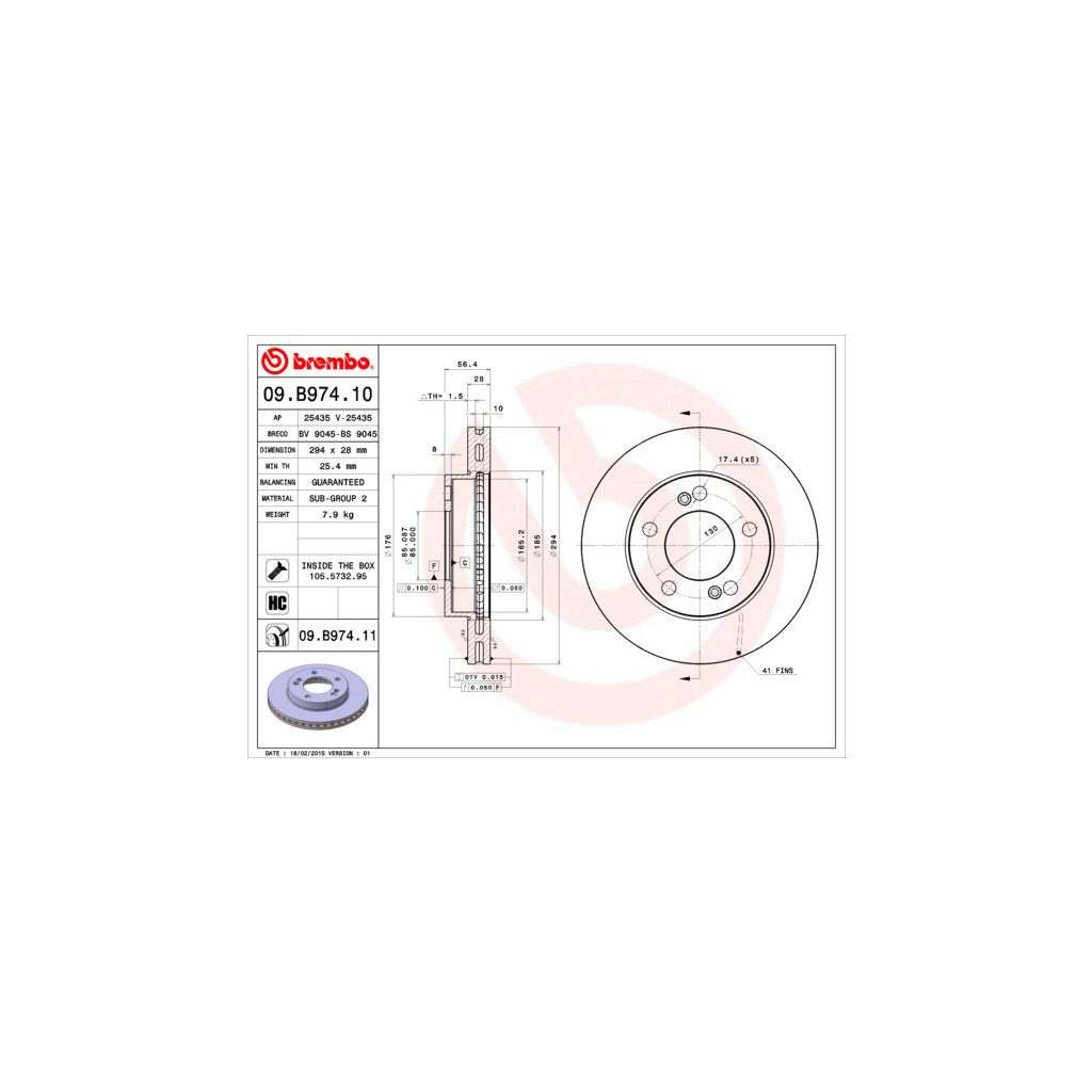Гальмівний диск Brembo 09.B974.11 - зображення 1