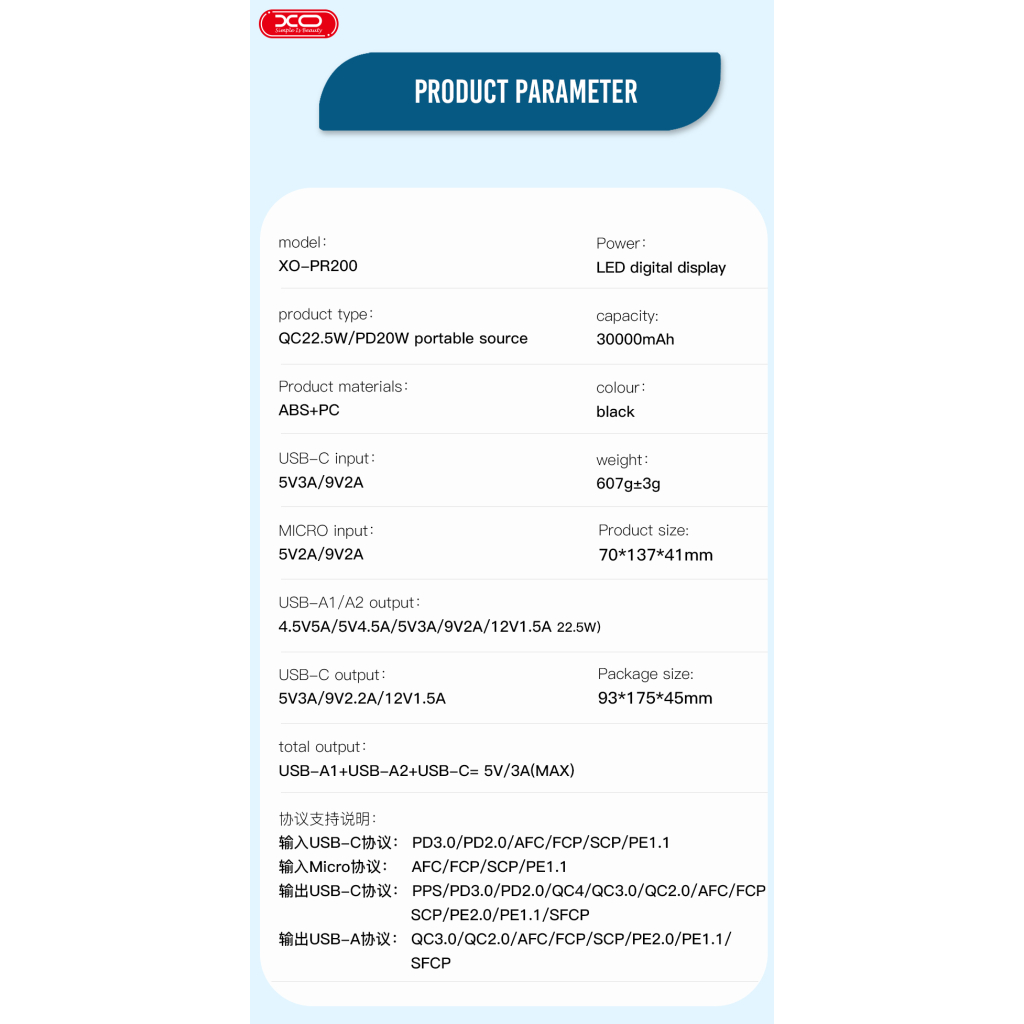 Батарея універсальна XO 30000mAh, PD/20W, QC/22.5W, black (PR200_Black) - зображення 5