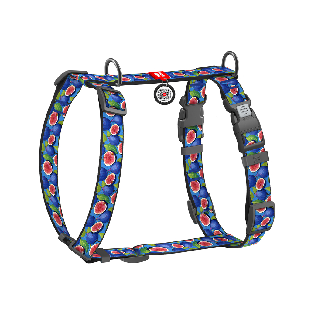 Шлея для собак WAUDOG Nylon анатомічна H-подібна з QR-паспортом "Інжир" пластиковий фастекс, L (345-4053) - зображення 1