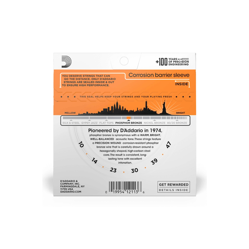Струни для гітари D'Addario Phosphor Bronze Extra Light (10-47) (EJ15) - зображення 3