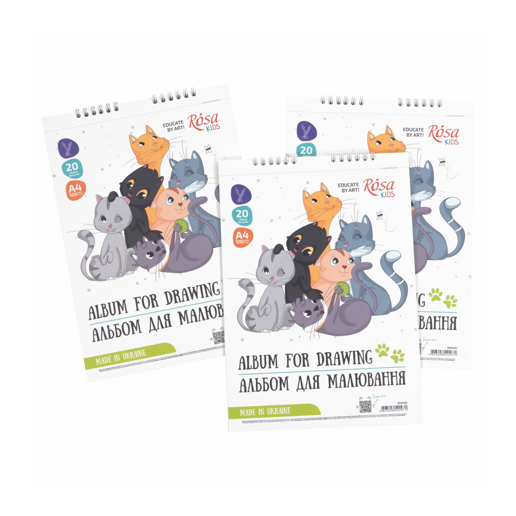Альбом для малювання Rosa Kids на спіралі Cats Friendship А4 20 аркушів (4823098542971) - picture 3