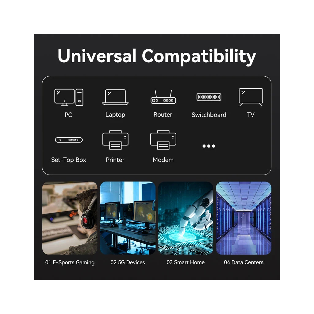 Патч-корд 5м, S/FTP cat 8 RJ-45 black Vention (IKABJ) - зображення 11