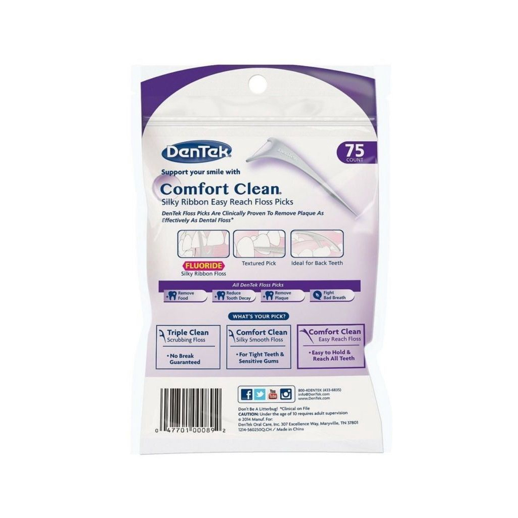 Флос-зубочистки DenTek Комфортне очищення Задні зуби 75 шт. (047701000892) - зображення 2