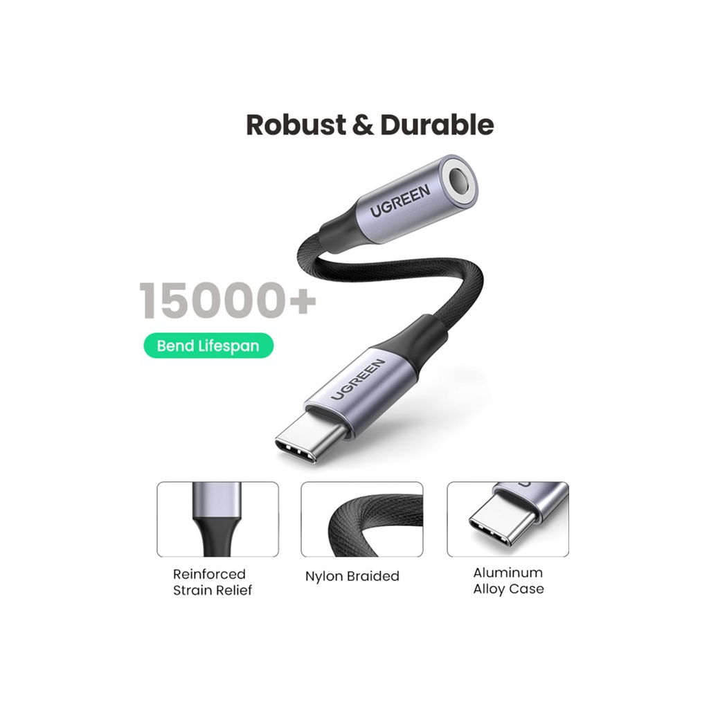 Перехідник USB-C to 3.5mm M/F 0.10m AV161 Ugreen (80154) - зображення 4