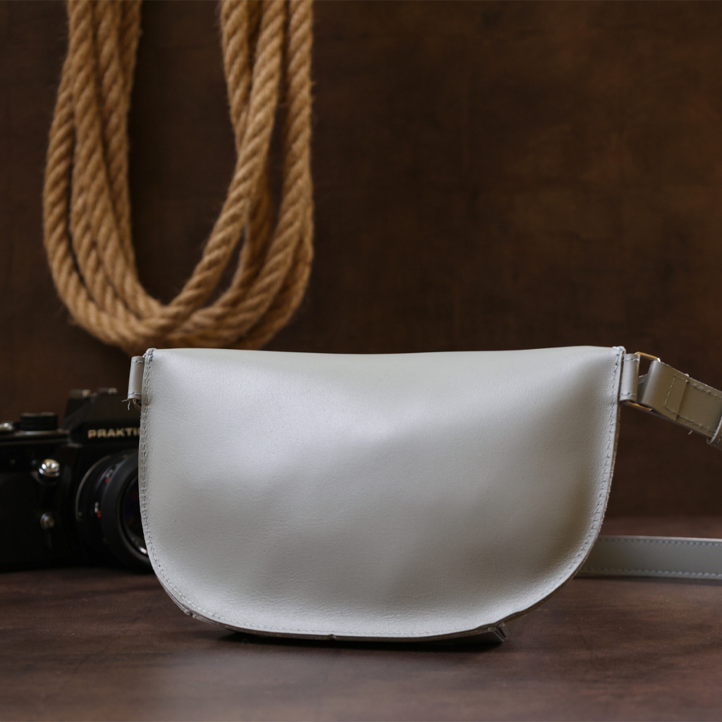 Сумка Shvigel Бананка з натуральної шкіри Сіра (16389) - зображення 11