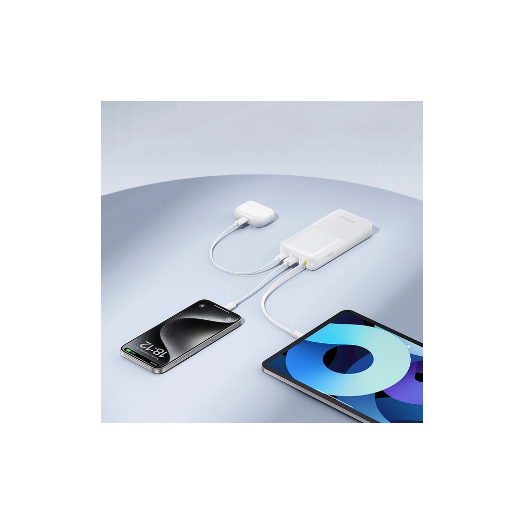 Батарея універсальна Baseus Bipow 2 20000mAh 20W with USB-C cable white (P10077101213-01) - зображення 6