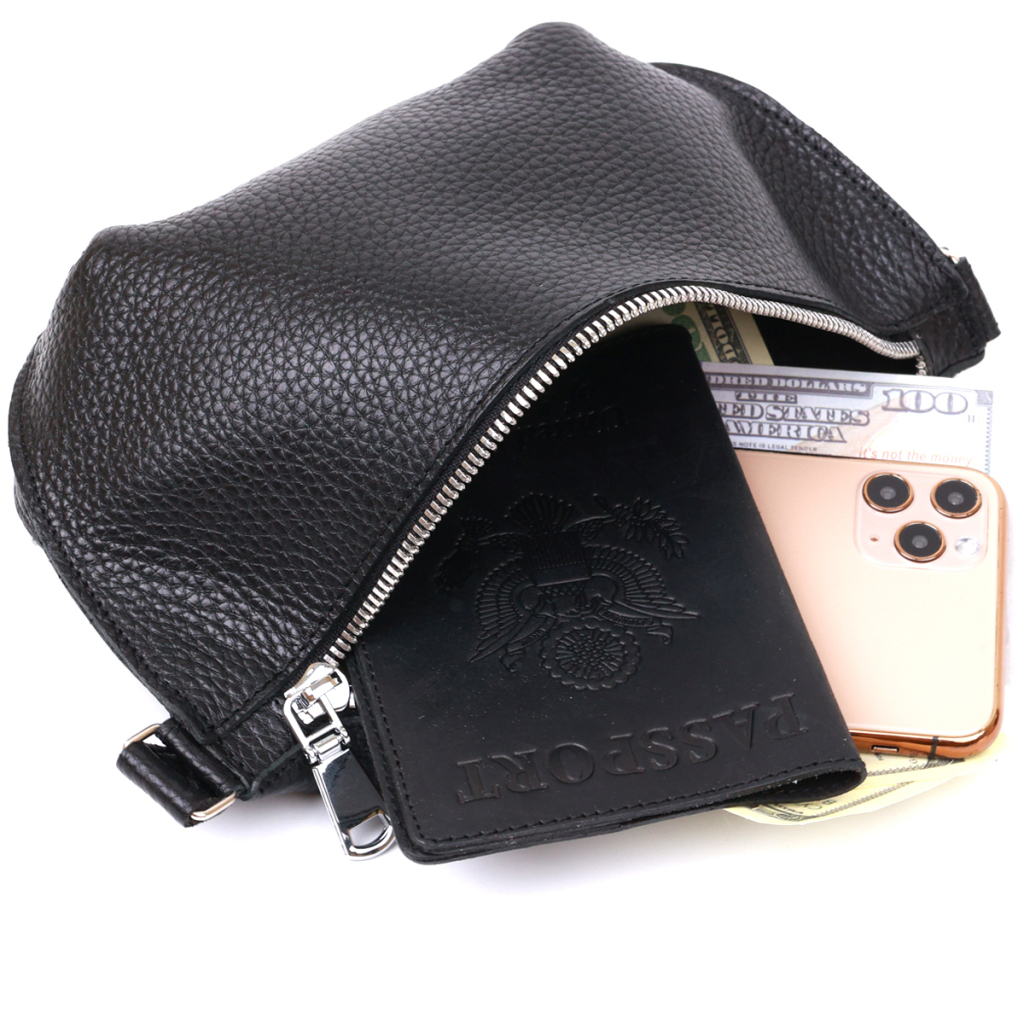 Сумка Shvigel Шкіряна бананка Чорна (16373) - зображення 7